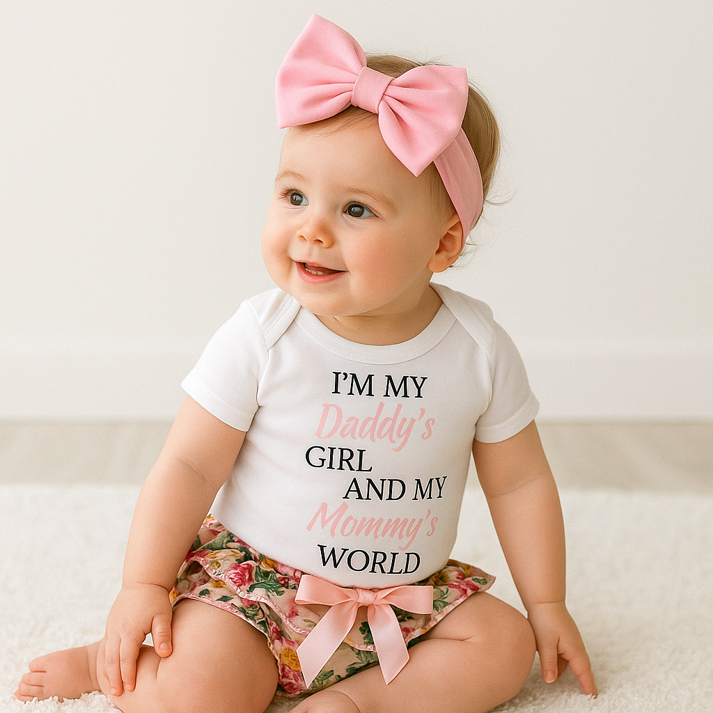 3PCS Letter Floral Printed Baby Girl Set