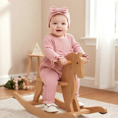 2PCS Winsome Solid Color Long Sleeve Baby Girl Jumpsuit