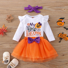 3PCS My First Halloween Letter Printed Long Sleeve Baby Set