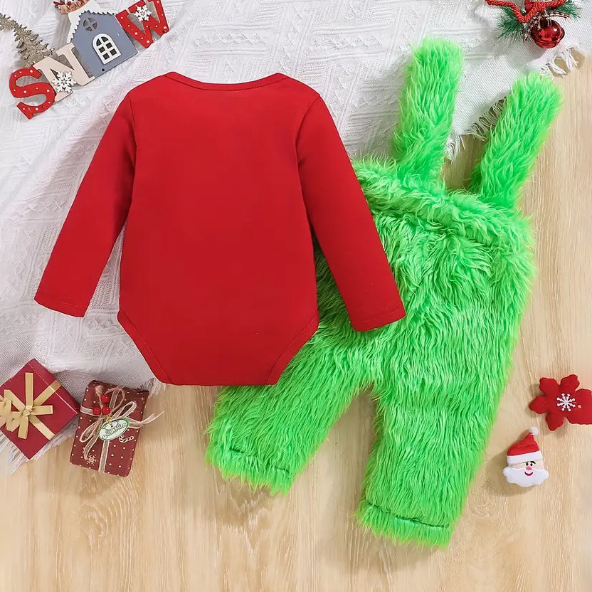 2PCS The Baby Who Stole Christmas Letter Printed Long Sleeve Baby Set Secondary image