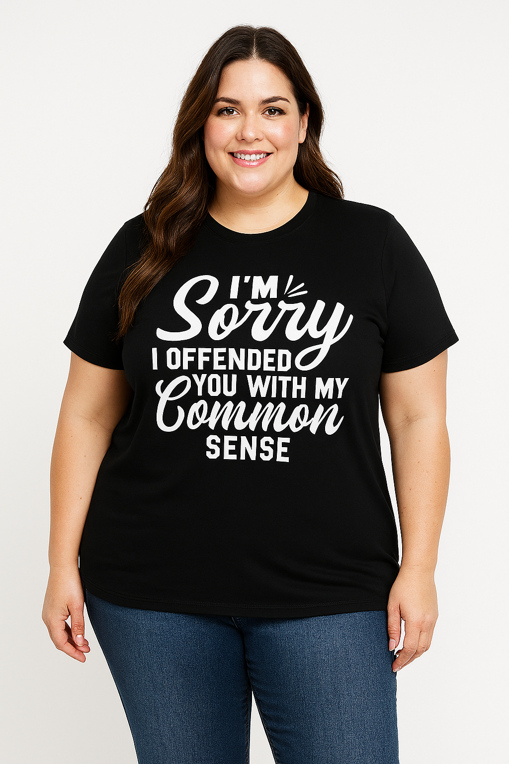 "I'm Sorry I Offended You With My Common Sense"Letter Printed Plus Size T-Shirt