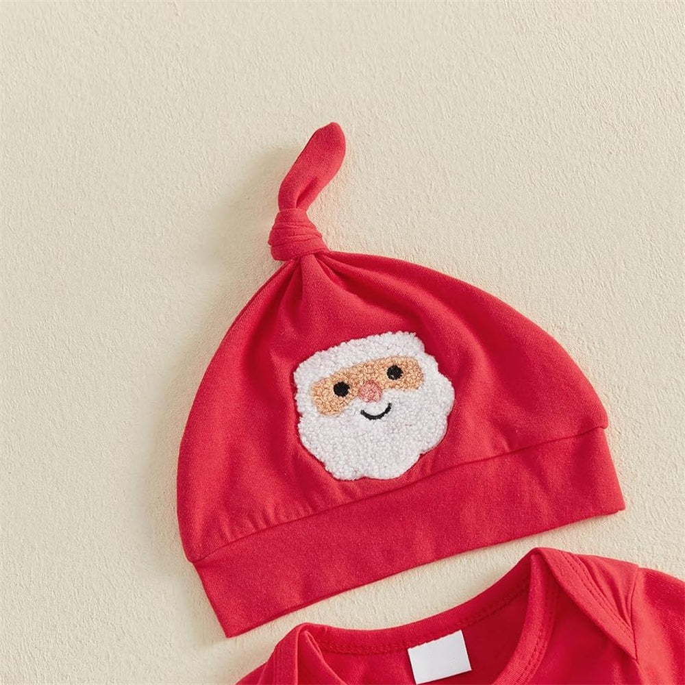 3PCS My First Visit From Santa Letter Tractor Printed Applique Baby Set