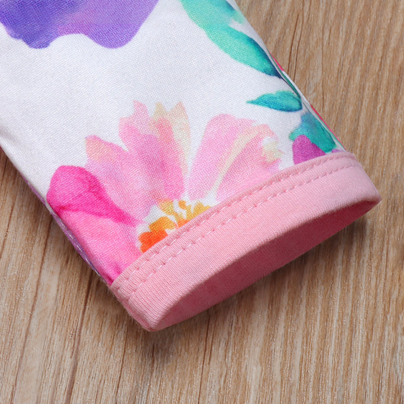 Lovely Baby Full Floral Printed Pajamas With Headband