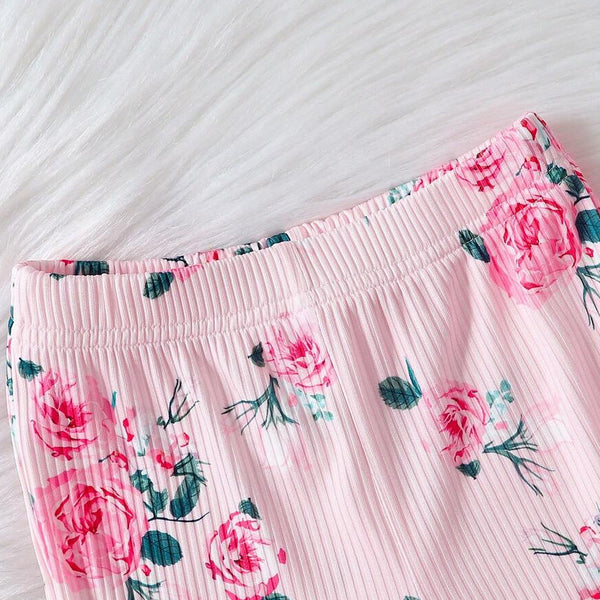 2PCS Delightful Floral Print Long Sleeve Baby Girl Set