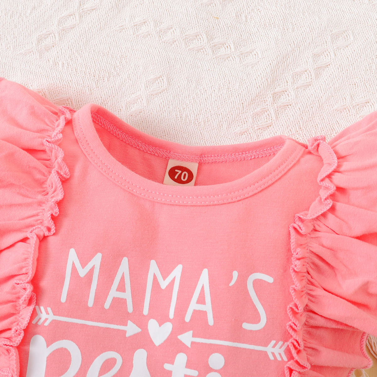 3PCS Mama's Bestie Letter Printed Baby Romper Set