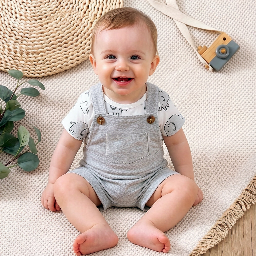 2PCS Lovely Elephant Printed Short Sleeve Baby Set Secondary image