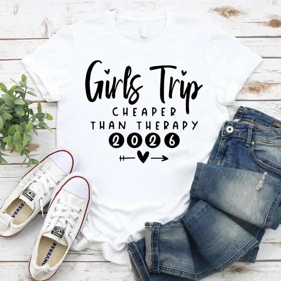 Girl's Trip 2026 Letter Print Women Slogan T-Shirt