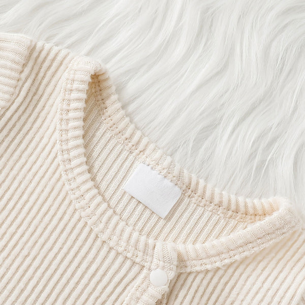 Lovely Bear Embroidered Knit Long Sleeve Baby Jumpsuit