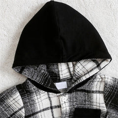 2PCS Timeless Plaid Print Long Sleeve Hoodie Baby Boy Set