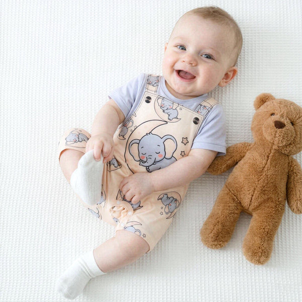 Lovely Elephant Print Short Sleeve Baby Jumpsuit
