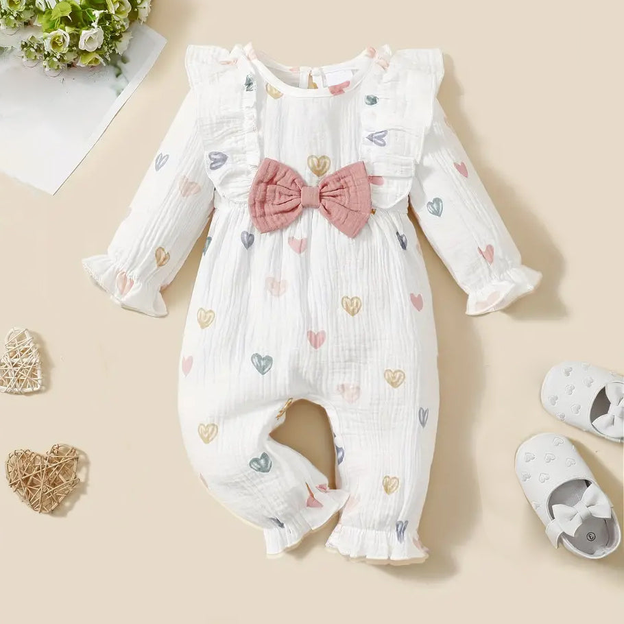 Lovely Heart Printed Long Sleeve Jumpsuit Main image
