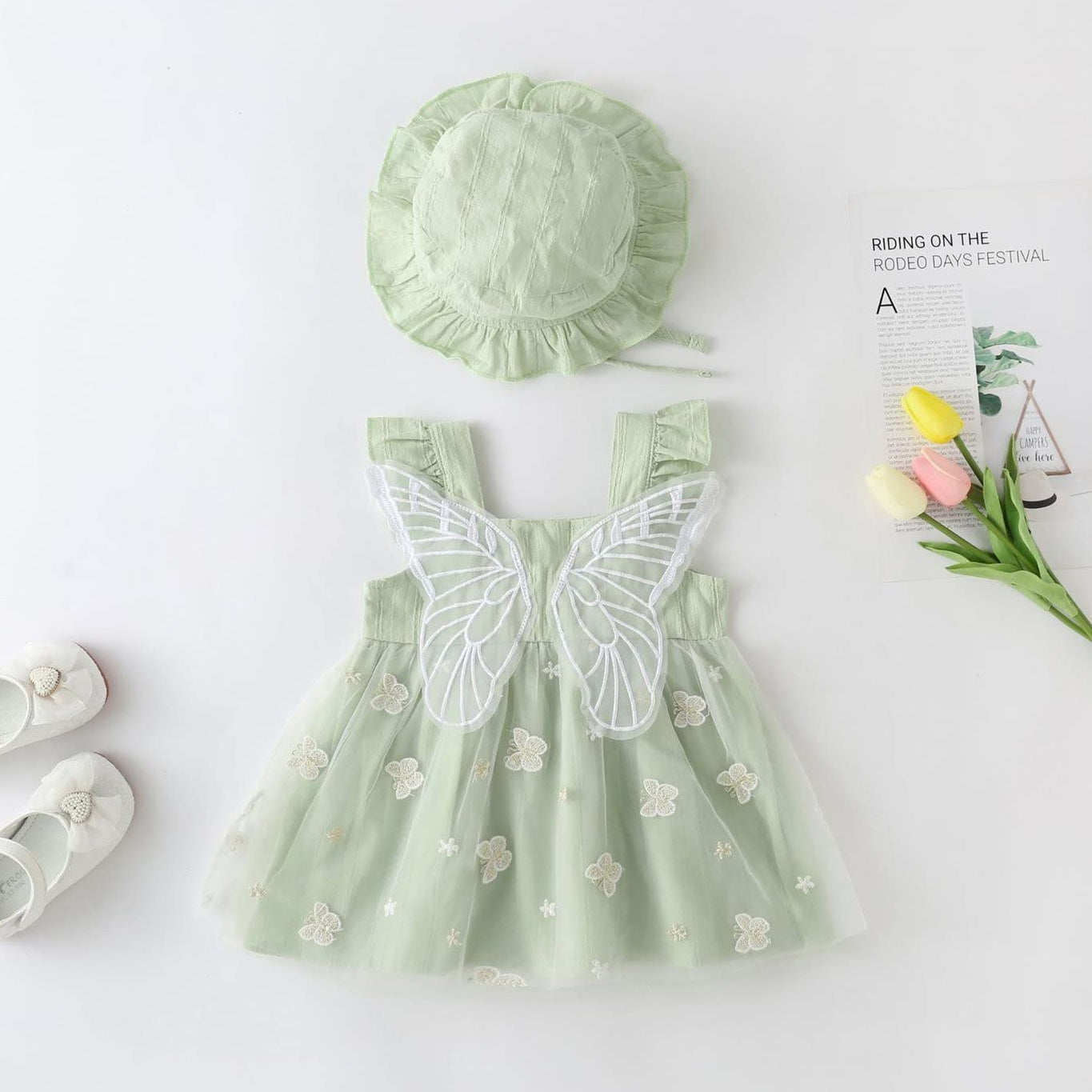 2PCS Pretty Butterfly Decoration Baby Skirt with Hat Secondary image