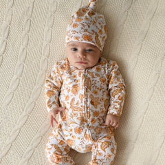 2PCS Soft Floral Print Long Sleeve Baby Zipper Jumpsuit