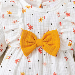 Sweet Baby Girl Ditsy Floral Printed Ruffle Long Sleeve Jumpsuit