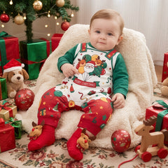 Cute Merry Christmas Letter Holiday Print Long Sleeve Baby Jumpsuit