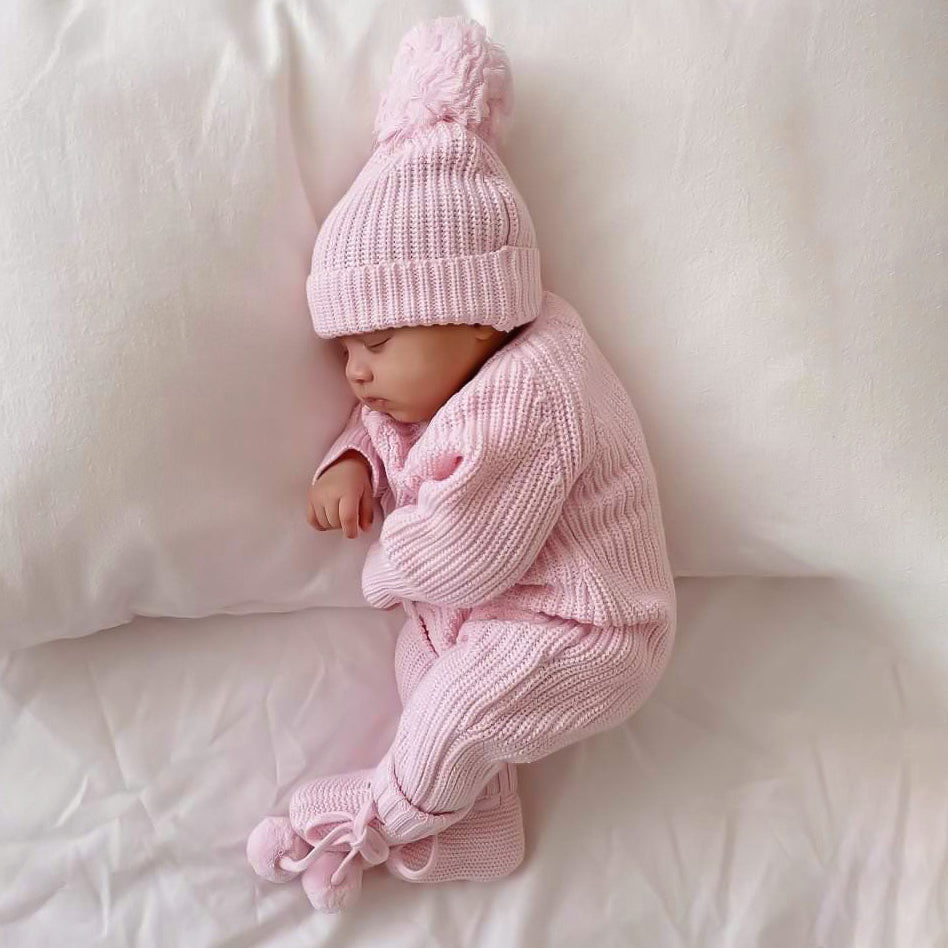 2PCS Solid Color Knit Long Sleeve Baby Jumpsuit Secondary image