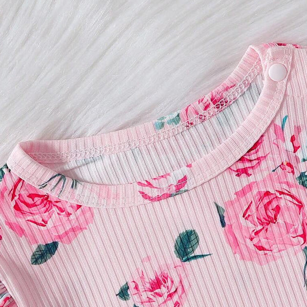 2PCS Delightful Floral Print Long Sleeve Baby Girl Set