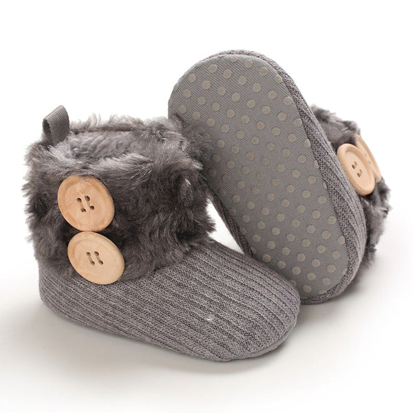Baby Fleece-Lined Warm Soft Sole Prewalker Snow Boots