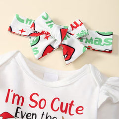 3PCS Sweet Letter Holiday Print Long Sleeve Baby Girl Set