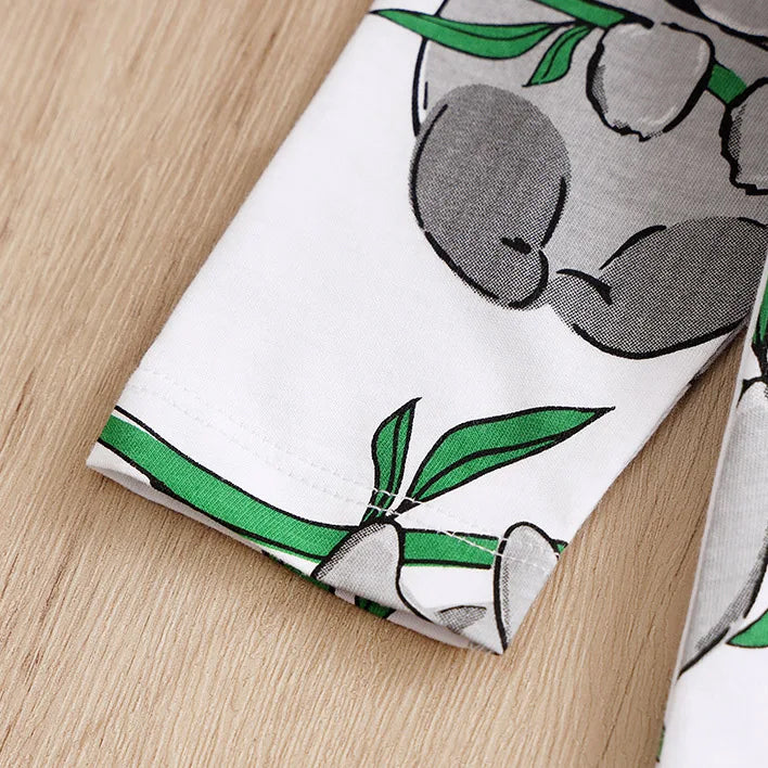 Adorable Cartoon Koala Printed Long Sleeve Baby Jumpsuit