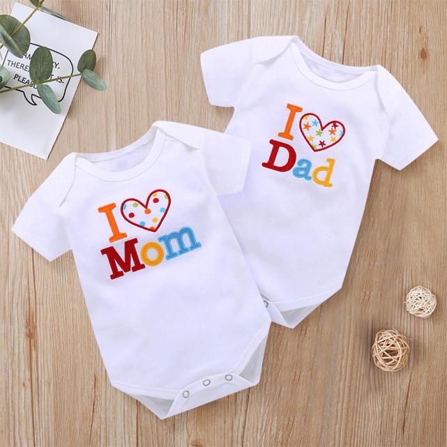 2PCS I Love Mom/Dad Lovely Letter Printed Baby Romper Main image