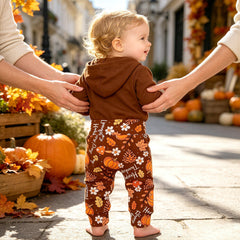 2PCS My 1st Thanksgiving Letter Holiday Print Long Sleeve Baby Hoodie Set