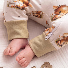 Lovely Cow and Duck Printed Long Sleeve Zipper Baby Jumpsuit