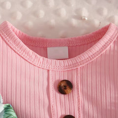 2PCS Whimsical Floral Butterfly Print Ruffle Long Sleeve Baby Girl Jumpsuit