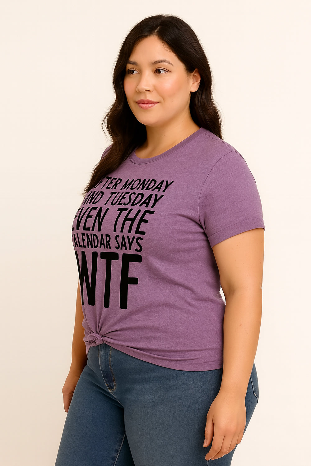 After Monday And Tuesday Print Women Slogan Plus Size T-Shirt