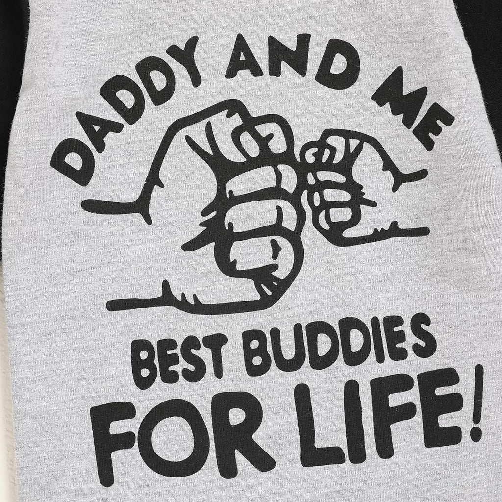 2PCS Casual Daddy and Me Letter Printed Long Sleeve Baby Jumpsuit