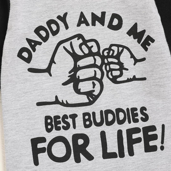 2PCS Casual Daddy and Me Letter Printed Long Sleeve Baby Jumpsuit