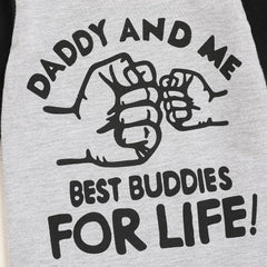2PCS Casual Daddy and Me Letter Printed Long Sleeve Baby Jumpsuit
