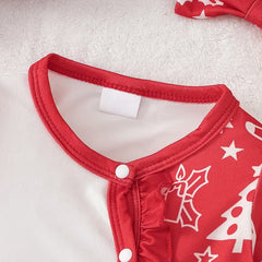 2PCS Lovely Merry Christmas Letter Holiday Print Baby Girl Jumpsuit