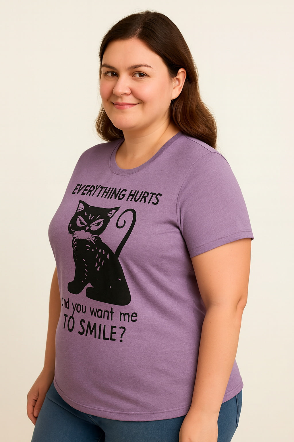 Everything Hurts Print Women Slogan Plus Size T-shirt