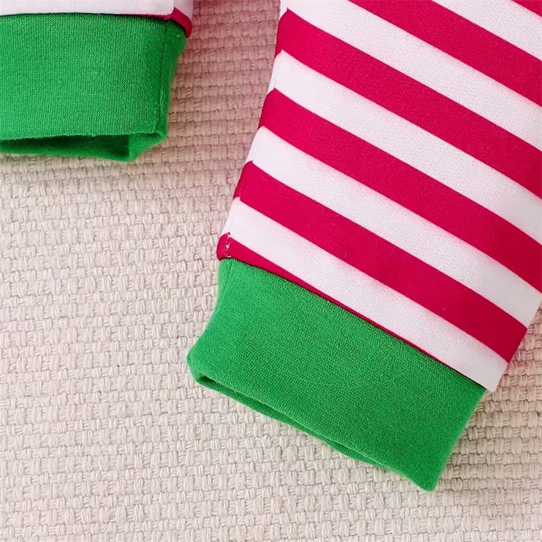 3PCS Christmas Bear Stripe Print Long Sleeve Baby Set