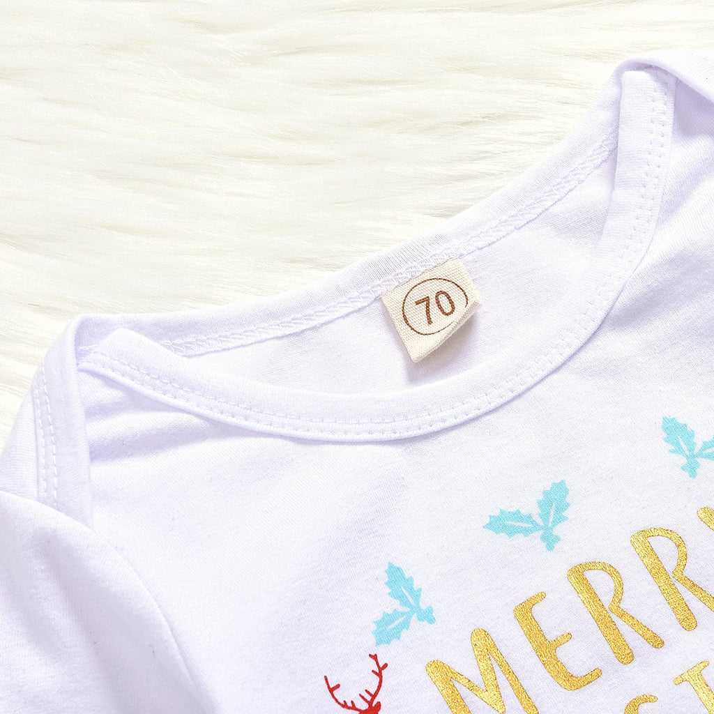 3PCS Merry Christmas Letter Printed Baby Set