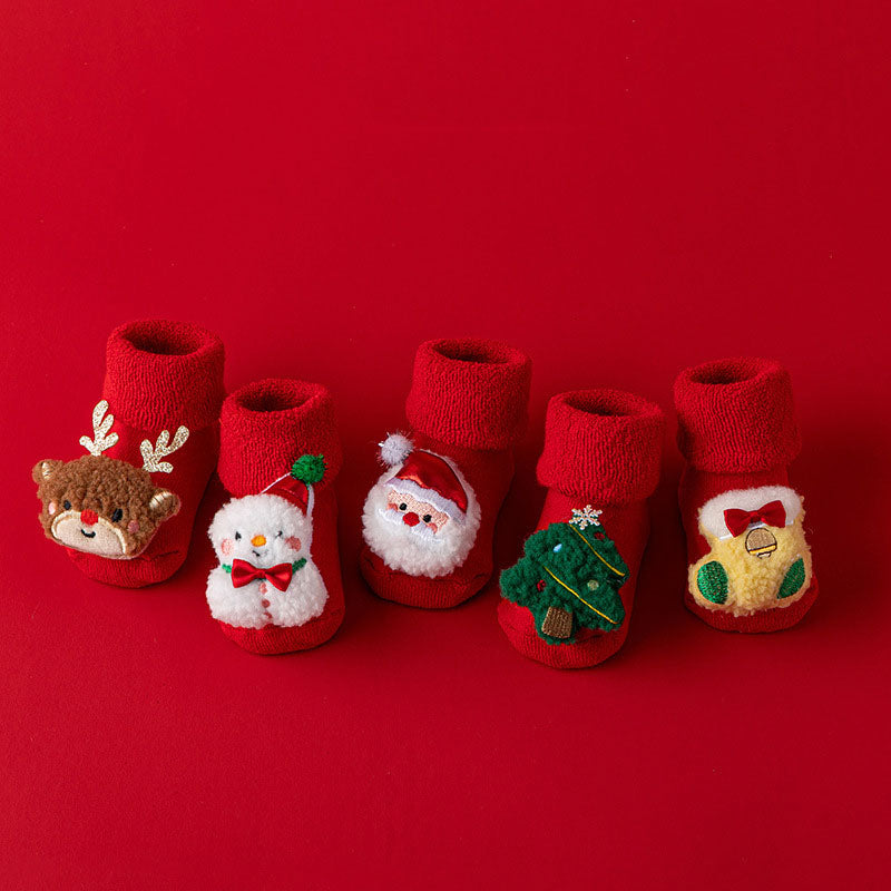 Thick Warm Christmas 3D Figure Decor Baby Socks Imagem principal do produto