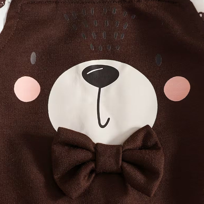 2PCS Timeless Bear Printed Faux Layer Baby Jumpsuit