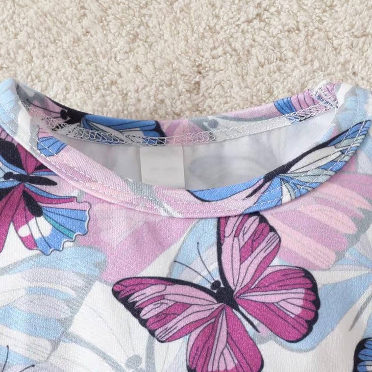 Winsome Butterfly Print Long Sleeve Baby Jumpsuit