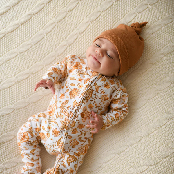 2PCS Soft Floral Print Long Sleeve Baby Zipper Jumpsuit