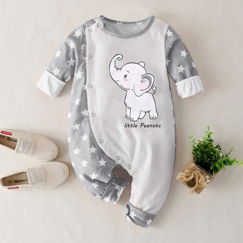 Lovely Little Peanuts Elephant Printed Baby Jumpsuit Main image