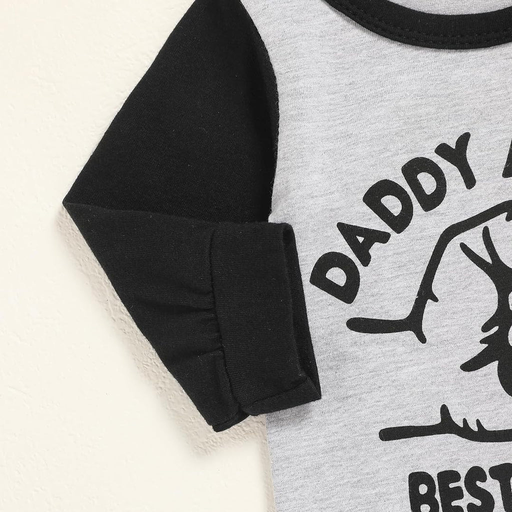 2PCS Casual Daddy and Me Letter Printed Long Sleeve Baby Jumpsuit