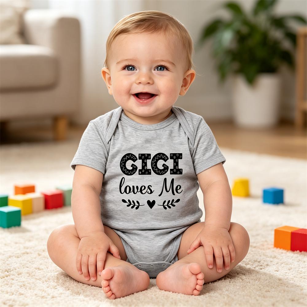 Gigi Loves Me Letter Printed Baby Romper