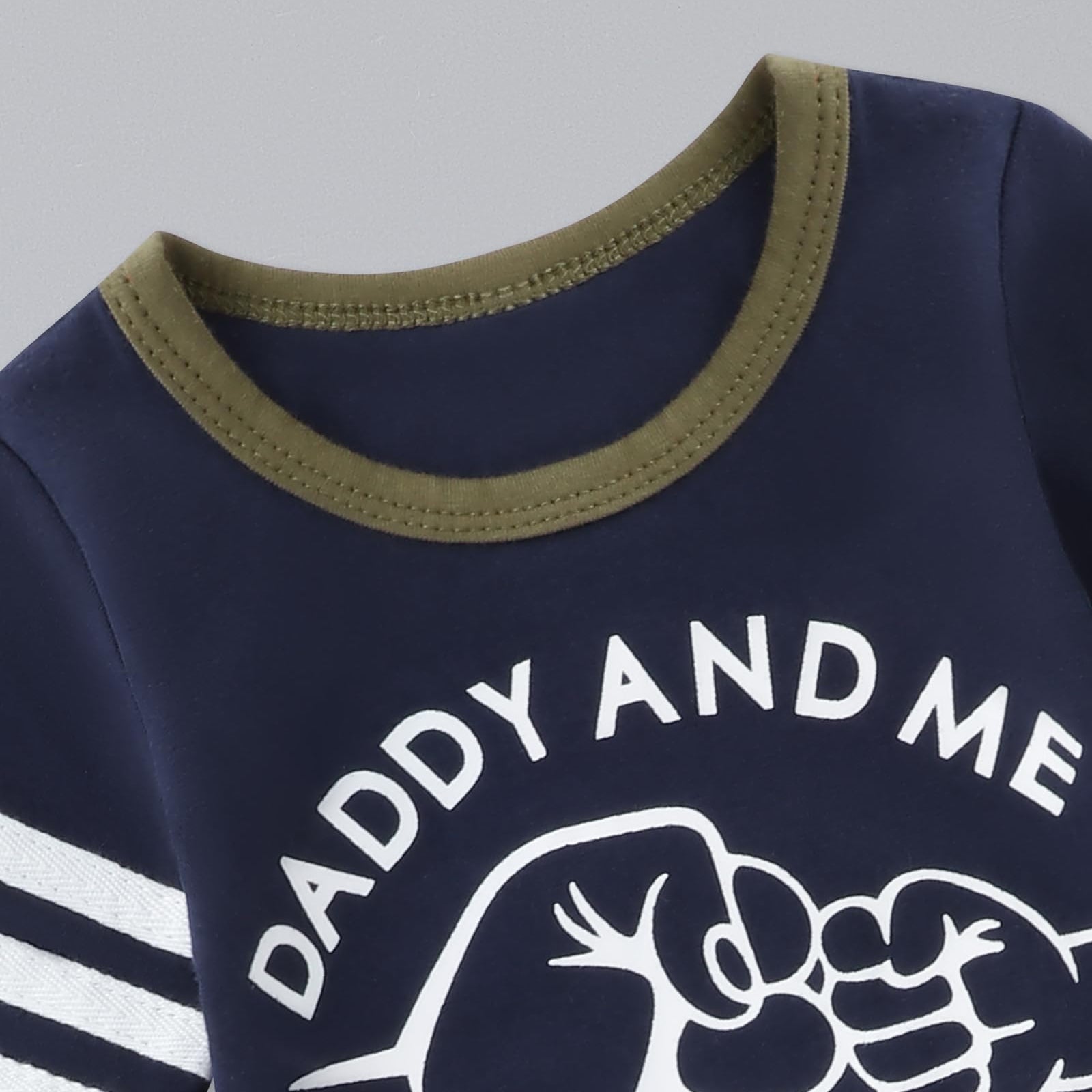 2PCS Daddy And Me Letter Printed Long Sleeve Baby Jumpsuit