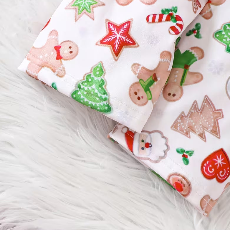 3PCS My 1st Christmas Letter Gingerbread Print Baby Girl Set