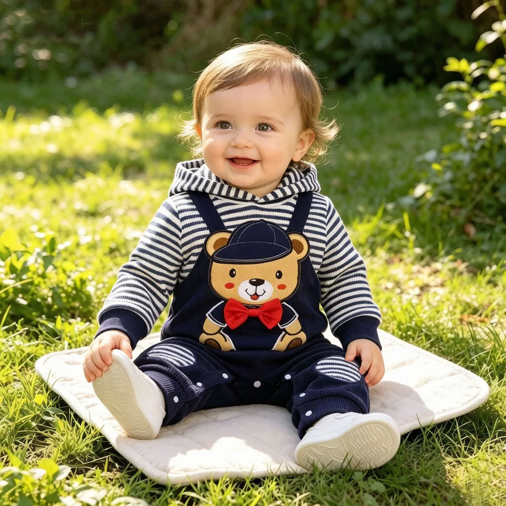 Stylish Bear Printed Long Sleeve Baby Jumpsuit