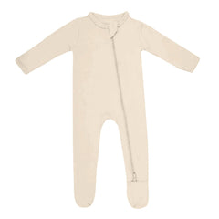 Zippered Footie Romper In Antique White