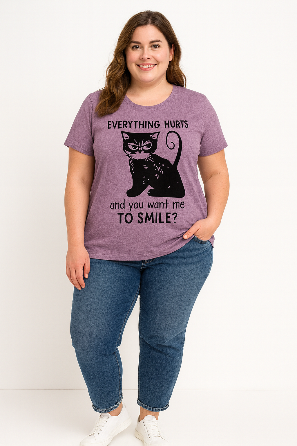 Everything Hurts Print Women Slogan Plus Size T-shirt