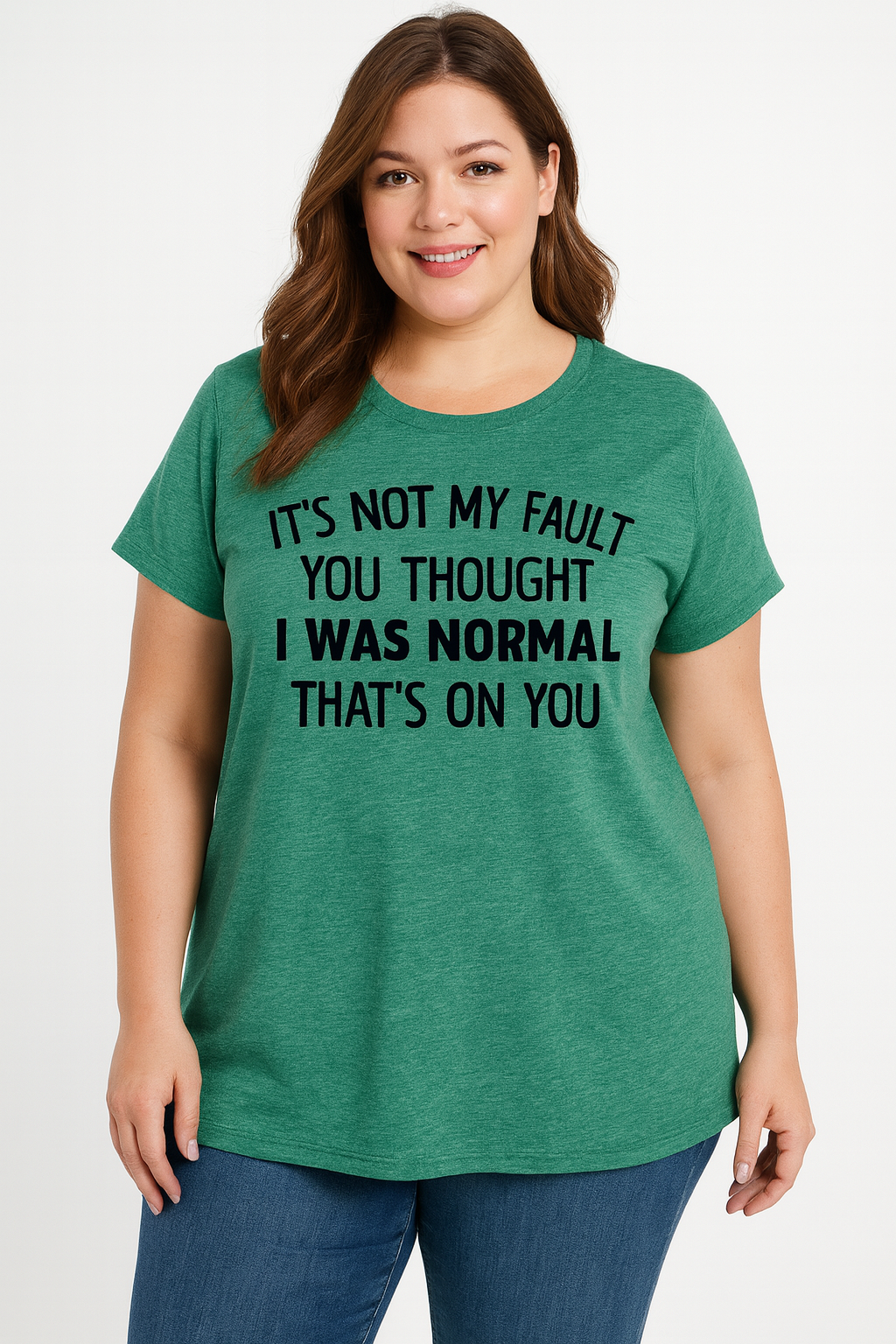 It's Not My Fault Print Women Slogan Plus Size T-shirt