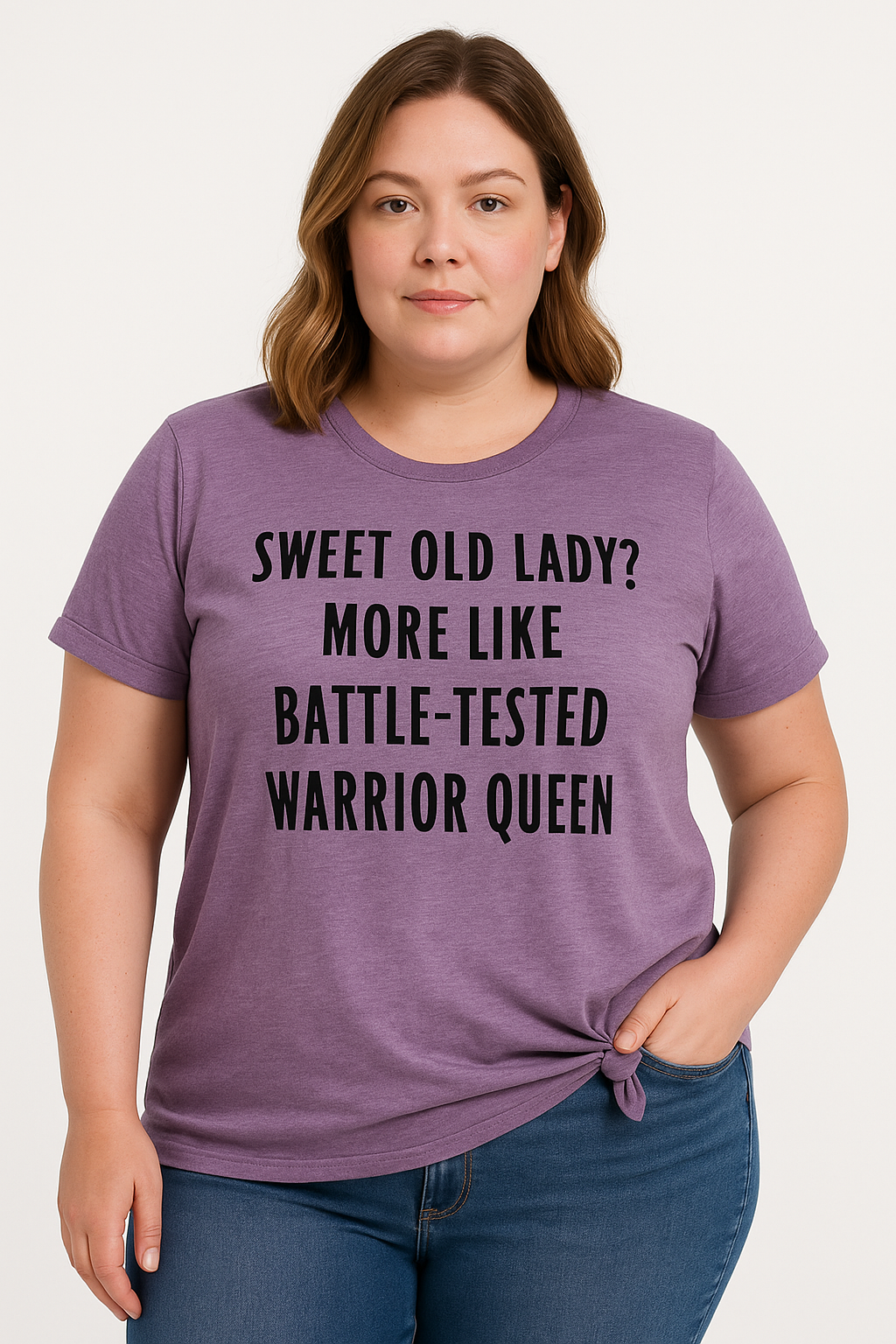 Sweet Old Lady Tee Slogan Letter Graphic Crew Neck Women Plus Size T Shirt